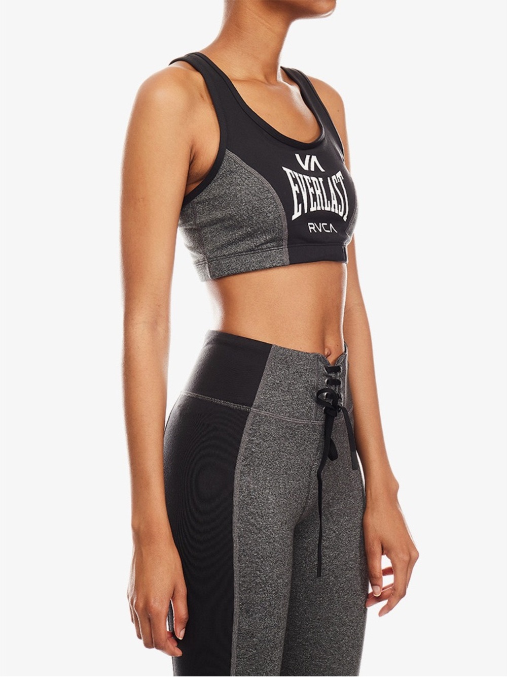 Everlast X RVCA Black & Gray Colorblock Racerback Sports Bra